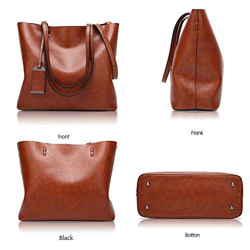 Aileese Womens Soft Leather Handbags Large Capacity Retro Vintage Top-Handle Casual Tote Shoulder Bags