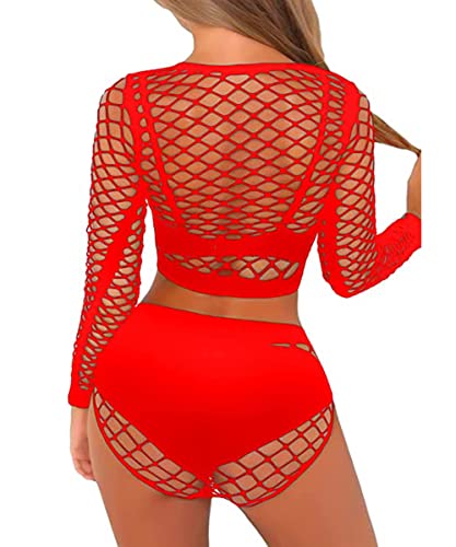 Buitifo Womens Lingerie Fishnet Babydoll Bodysuit Mini Dress Set One Size