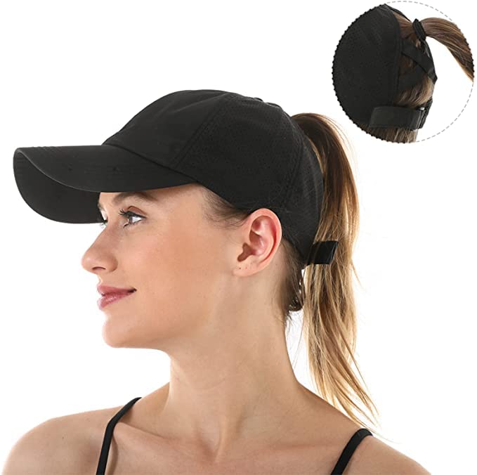 Womens Criss Cross Ponytail Baseball Cap,High Messy Bun Ponycap Quick Drying Mesh Outdoor Sports Hat with Ponytail Hole Adjustable Travel Summer Hat