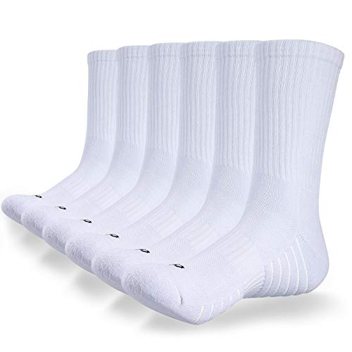 coskefy Cotton Sports Socks Cushioned Running Socks Trainer Socks for Men Women Walking Hiking Trekking Socks, 6 Pairs x black