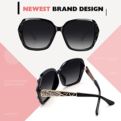 CGID Sunglasses Womens Ladies Polarised Retro Designer Sun Glasses Brown Big Frame Oversized Shades UV Protection Goggles