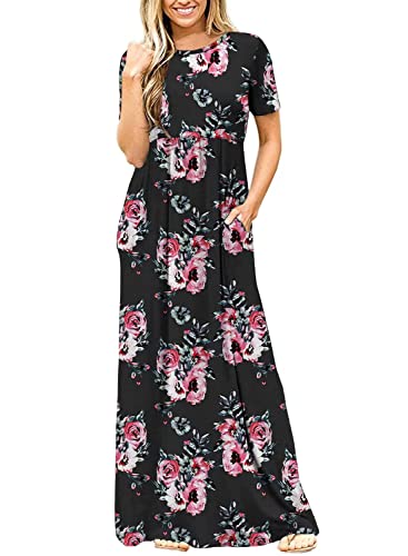 HAOMEILI Women's Casual Short/Long Sleeve Maxi Dress with Pockets
