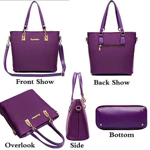 FiveloveTwo Women Ladies 6 Pcs Handbag Set Hobo Top Handle Bag Totes Satchels Crossbody Shoulder Bags and Purse Clutch Black