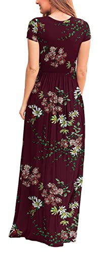 GRECERELLE Womens Maxi Dress Ladies' Summer Casual Short Sleeve Long Dresses with Pocket for Daily, Holiday, Travel, Maternity