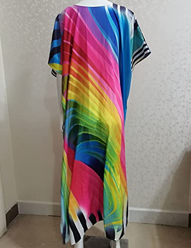 Bsubseach Chiffon Print Shirt Dress Beach Cover Up Loose Turn Down Collar Long Sleeve Bikini Kaftan Cover Ups for Swimwear Women