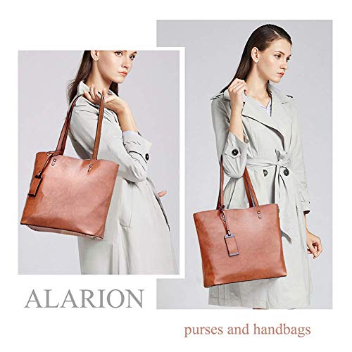 Aileese Womens Soft Leather Handbags Large Capacity Retro Vintage Top-Handle Casual Tote Shoulder Bags