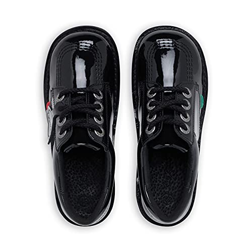 Kickers Unisex Kid's Kick Lo Leather School Shoes,BLACK PATENT
