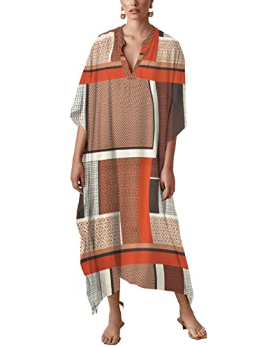 Bsubseach Swimsuit Cover Up for Swimwear Women Kaftan Dresses Summer Caftan with Drawstring