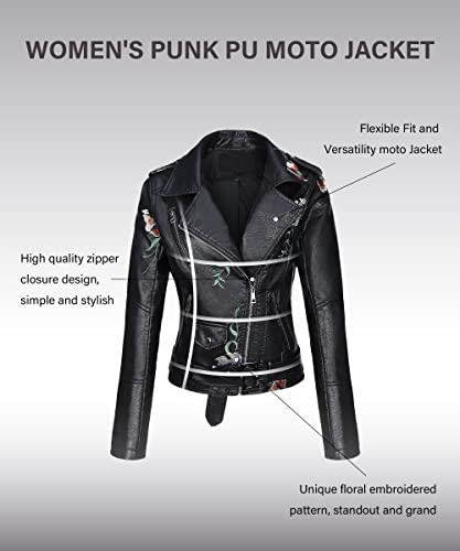 Bellivera Womens Faux Leather Casual Jacket Moto Fall Clothes Coat