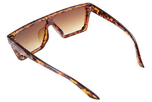 FEISEDY Oversized Flat Top Shield Sunglasses for Women Square Sunglasses Mens UV400 Protection Mirror Rimless Shades