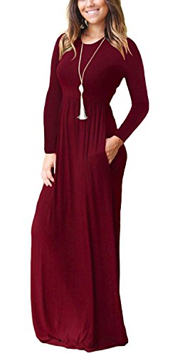 HAOMEILI Women's Casual Short/Long Sleeve Maxi Dress with Pockets
