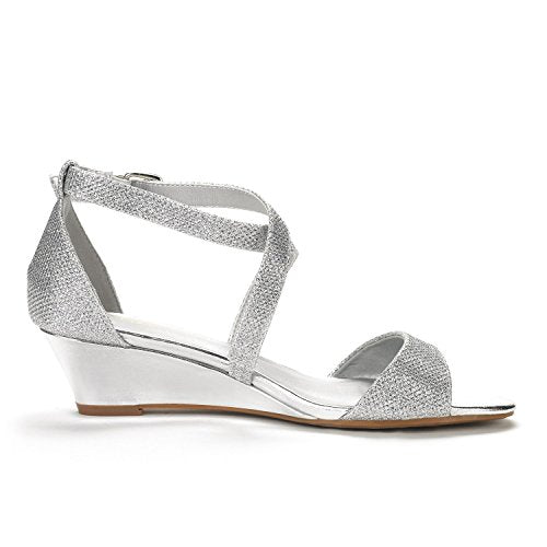 DREAM PAIRS Women's Elastica Ankle Strap Sandals Low Wedge Open Toe Party Sandals Jones