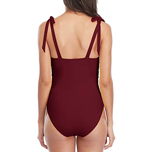 CharmLeaks Women's One Piece Swimming Costume Plunge Cutout Monokini Bathing Suit
