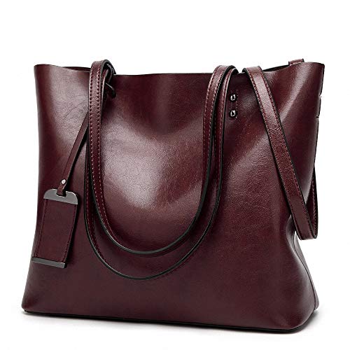 Aileese Womens Soft Leather Handbags Large Capacity Retro Vintage Top-Handle Casual Tote Shoulder Bags