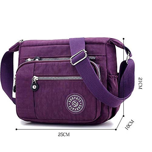 Womens Multi Pocket Casual Canvas Crossbody Bag Travel Purse Messenger Handbag for Shopping Hiking Daily Use