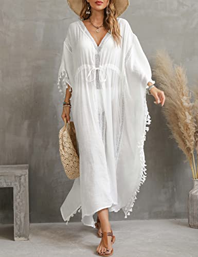Bsubseach Swimsuit Cover Up for Swimwear Women Kaftan Dresses Summer Caftan with Drawstring