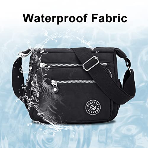 Womens Multi Pocket Casual Canvas Crossbody Bag Travel Purse Messenger Handbag for Shopping Hiking Daily Use