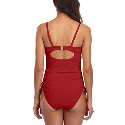 CharmLeaks Women's One Piece Swimming Costume Plunge Cutout Monokini Bathing Suit