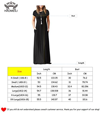 HAOMEILI Women's Casual Short/Long Sleeve Maxi Dress with Pockets