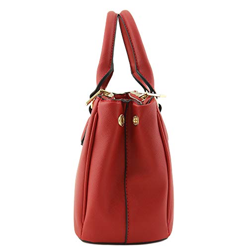 2pcs Set Classic Triple Zip Top Handle Small Satchel Bag with Zip Around Wallet
