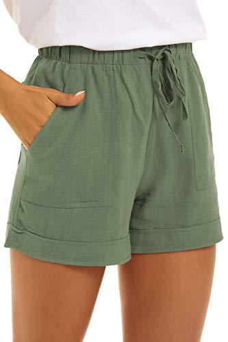 SMENG Ladies Shorts Size 16 Summer Solid Womens Shorts Workout Drawstring Shorts Lounge with Pockets Loose Casual Hot Pants