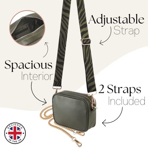 Lily England Ladies Cross Body Bag - Handbag with Adjustable Wide Strap & Gold Purse Chain - Multipurpose Shoulder & Crossbody Bags for Women
