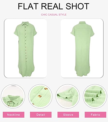 Dokotoo Womens Casual Short Sleeve Side Split Button Down Long Kimonos Cardigans Swimsuit Cover Ups