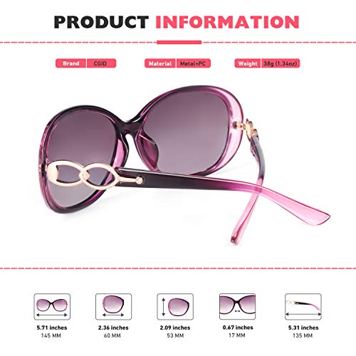 CGID Sunglasses Womens Ladies Polarised Retro Designer Sun Glasses Brown Big Frame Oversized Shades UV Protection Goggles