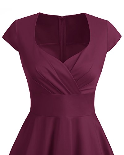bbonlinedress Women's 50s 60s A Line Rockabilly Dress Cap Sleeve Vintage Swing Party Dress Blush
