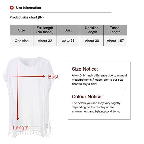 Women's Chiffon Tassel Swimsuit Summer Beach Cover Up Swimwear Dress Beachwear (Black)