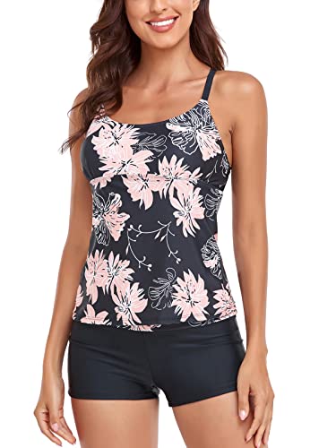 Sixyotie Women’s Swimwear Gradient Color Tankini Set Top with Shorts Low Waist Sporty Swimsuit Bikini