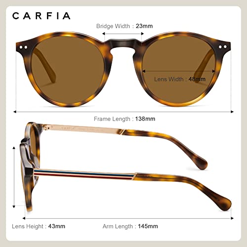 CARFIA Polarised Womens Sunglasses Vintage UV400 Protection Acetate Frame