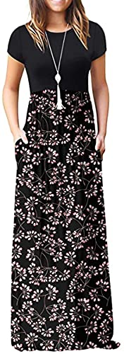 HAOMEILI Women's Casual Short/Long Sleeve Maxi Dress with Pockets