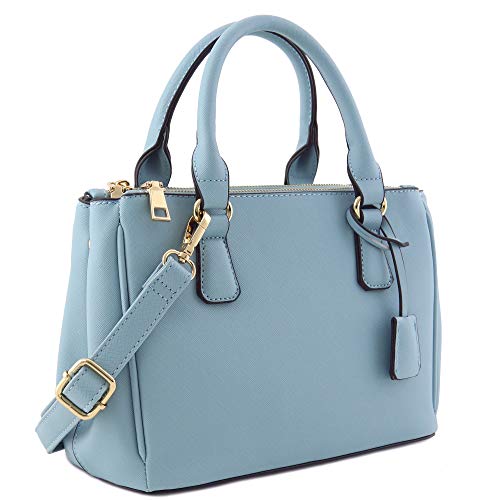 2pcs Set Classic Triple Zip Top Handle Small Satchel Bag with Zip Around Wallet
