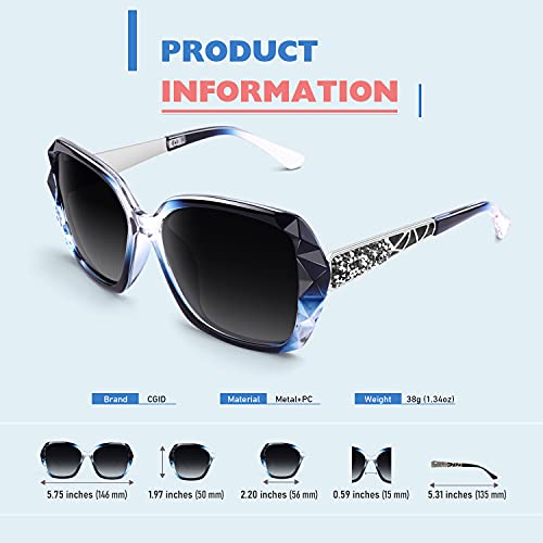 CGID Sunglasses Womens Ladies Polarised Retro Designer Sun Glasses Brown Big Frame Oversized Shades UV Protection Goggles