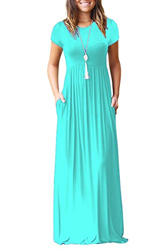 HAOMEILI Women's Casual Short/Long Sleeve Maxi Dress with Pockets