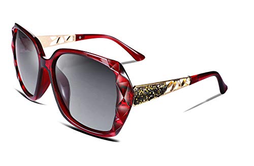 FEISEDY Oversized Polarised Square Sunglasses Sparkling Composite Large Frame Ladies Sunglasses Classic Womens Sunglasses