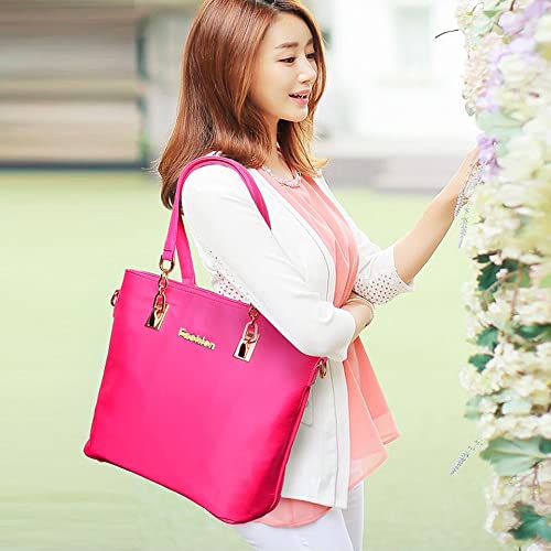 FiveloveTwo Women Ladies 6 Pcs Handbag Set Hobo Top Handle Bag Totes Satchels Crossbody Shoulder Bags and Purse Clutch Black