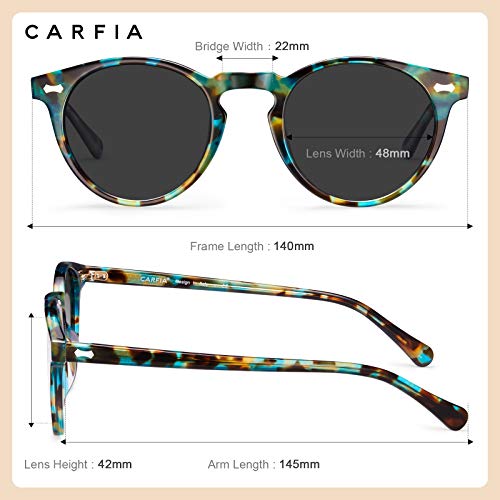 CARFIA Polarised Womens Sunglasses Vintage UV400 Protection Acetate Frame