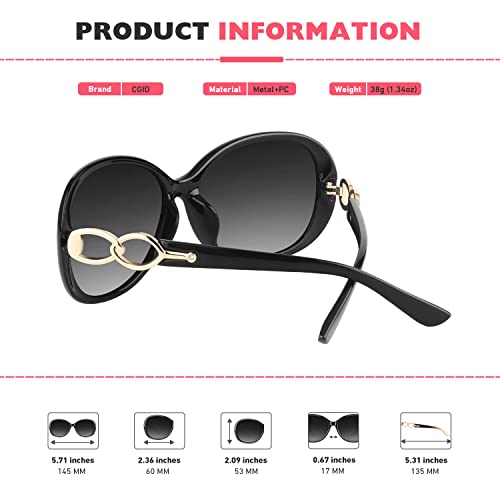CGID Sunglasses Womens Ladies Polarised Retro Designer Sun Glasses Brown Big Frame Oversized Shades UV Protection Goggles