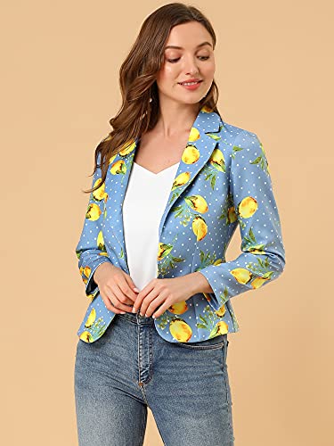 Allegra K Women's Suit Suede Blazers Notch Lapel Open-Front Allover Printed Blazers Jackets for Women