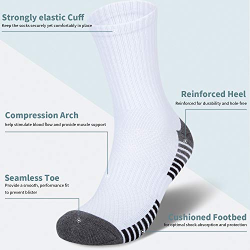 coskefy Cotton Sports Socks Cushioned Running Socks Trainer Socks for Men Women Walking Hiking Trekking Socks, 6 Pairs x black