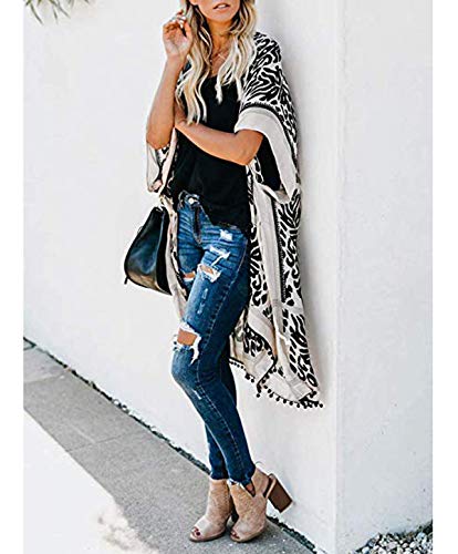 Women Beach Cover Up Kimono Cardigans Pom Pom, Boho Chiffon Sheer Lady Bikini Coverup, Swimsui Pompom Trim, Pool Cardigan Duster, Plus Size Beach Swim Wear, Bathting Suit Swimsuit Swimwear
