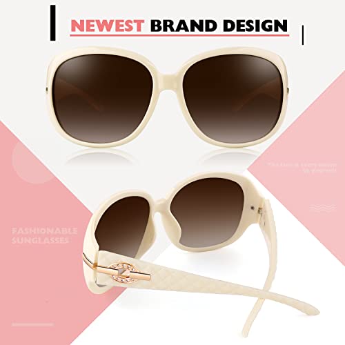 CGID Sunglasses Womens Ladies Polarised Retro Designer Sun Glasses Brown Big Frame Oversized Shades UV Protection Goggles