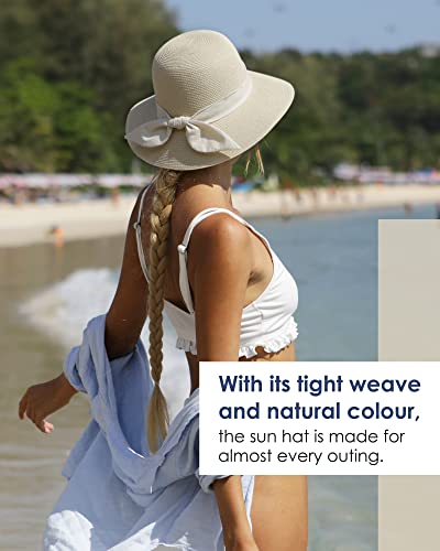 FURTALK Womens Beach Sun Straw Hat UV UPF50 Travel Foldable Brim Summer UV Hat