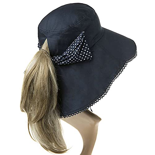 Comhats Ladies Sun Hat Foldable UPF 50 Wide Brim with Neck Protection Summer Spring UV Cotton Safari Gardening Walking Hat with Chin Strap Beige Small