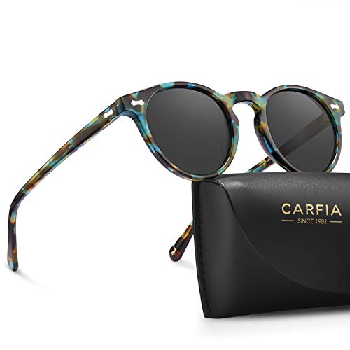 CARFIA Polarised Womens Sunglasses Vintage UV400 Protection Acetate Frame