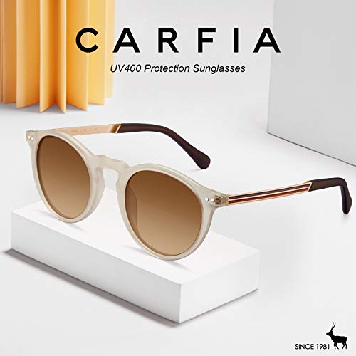 CARFIA Polarised Womens Sunglasses Vintage UV400 Protection Acetate Frame