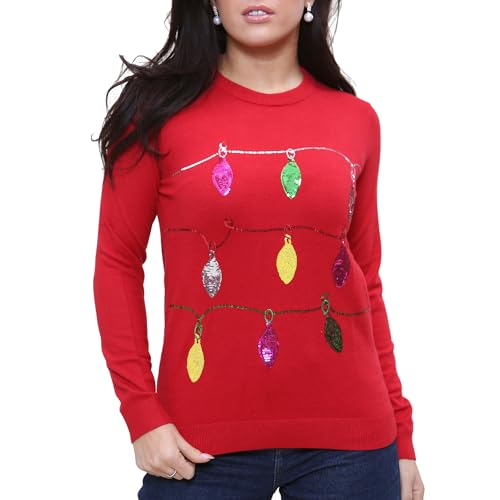 NOROZE Women's Christmas Tops Sweatshirts Sequin Jingle Bells HoHoHo Pug Mrs Claus Xmas Jumper