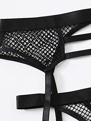 Women's Sexy Bunny Cosplay Lingerie Naughty Fishnet Teddy Bodysuit Bandage Bikini Roleplay Costume Mesh Bra Panty Sets Black